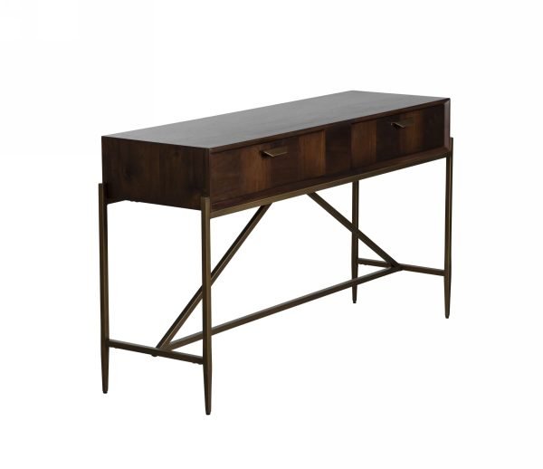 Modrest Shane - Modern Acacia & Brass Console Table - Image 3
