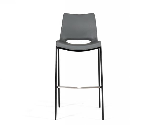 Modrest Bitely - Modern Gray Eco-Leather Bar Stool (Set of 2) - Image 2
