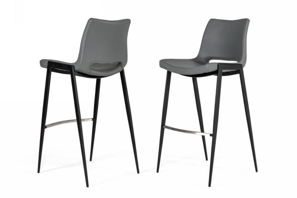 Modrest Bitely - Modern Gray Eco-Leather Bar Stool (Set of 2) - Image 5