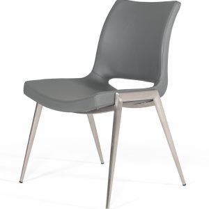 Modrest Jackie - Modern Grey Eco-Leather Dining Chair (Set of 2)