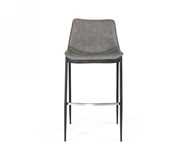 Modrest Jane - Modern Grey Eco-Leather Bar Stool (Set of 2) - Image 2