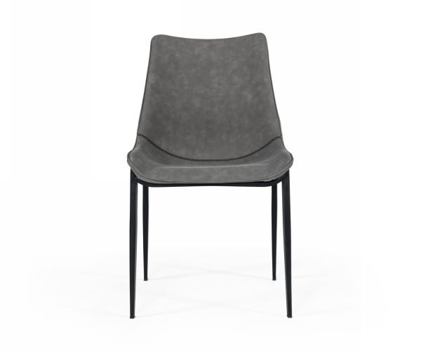 Modrest Frasier - Modern Grey Eco-Leather Dining Chair (Set of 2 ) - Image 2