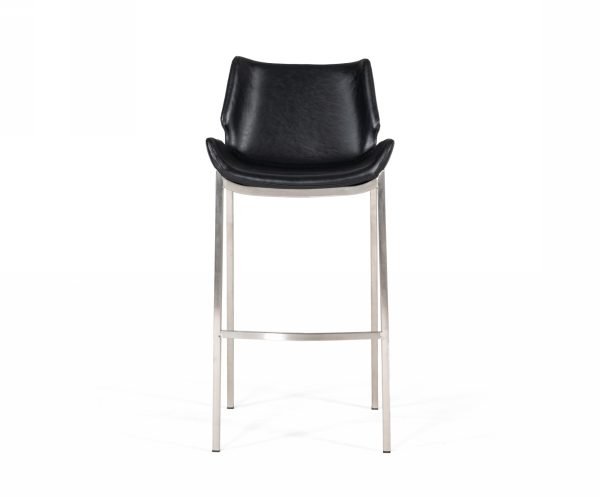 Modrest Dave - Modern Black Eco-Leather Bar Stool (Set of 2) - Image 2