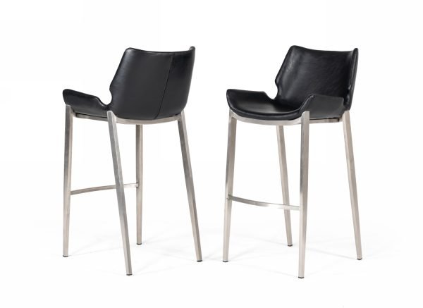 Modrest Dave - Modern Black Eco-Leather Bar Stool (Set of 2) - Image 5