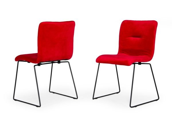 Modrest Yannis - Modern Red Fabric Dining Chair (Set of 2) - Image 5