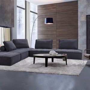 Divani Casa Nolden - Modern Black Fabric Modular Sectional Sofa