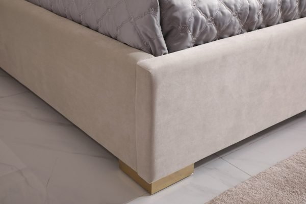 Modrest Corrico - Off White Velvet Modern Bed - Image 5