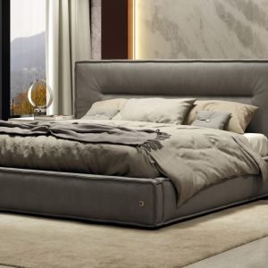 Coronelli Collezioni Hollywood - Eastern King Italian Contemporary Grey Leather Bed
