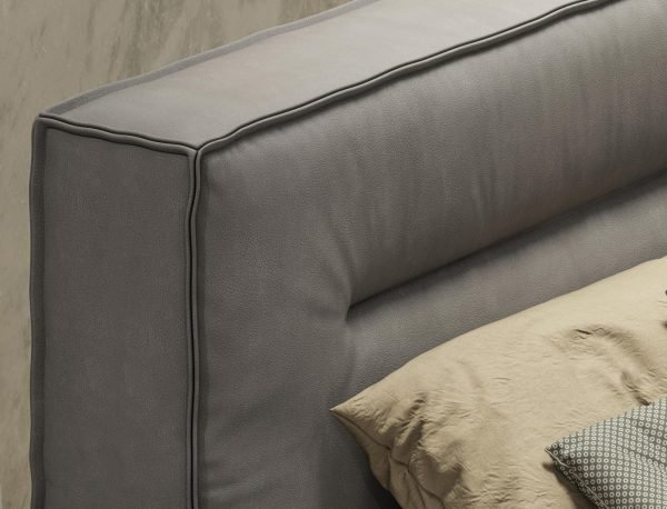 Coronelli Collezioni Hollywood - Eastern King Italian Contemporary Grey Leather Bed - Image 3
