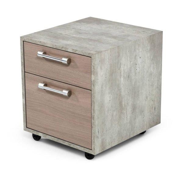 Nova Domus Boston Modern Brown Oak & Faux Concrete Office Small File Cabinet