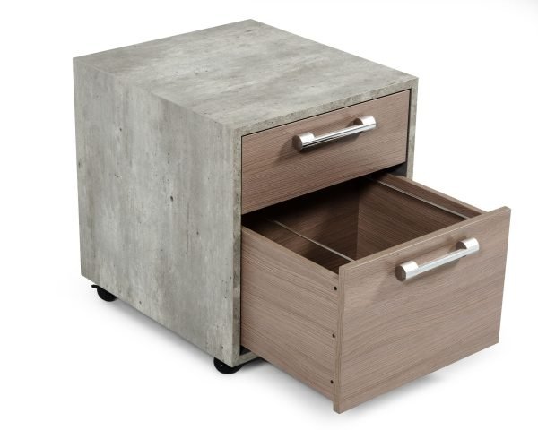 Nova Domus Boston Modern Brown Oak & Faux Concrete Office Small File Cabinet - Image 3