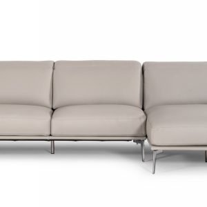 Estro Salotti Villeneuve - Italian Modern Light Grey Leather Right Facing Sectional Sofa