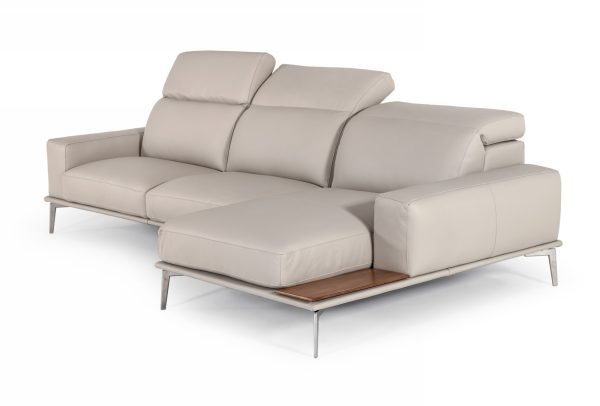 Estro Salotti Villeneuve - Italian Modern Light Grey Leather Right Facing Sectional Sofa - Image 3