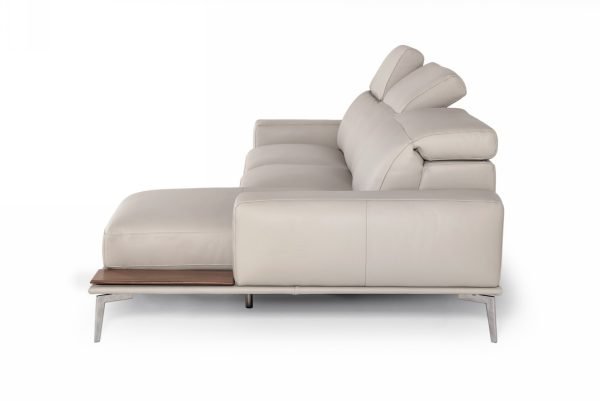 Estro Salotti Villeneuve - Italian Modern Light Grey Leather Right Facing Sectional Sofa - Image 4