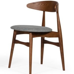 Modrest Prospect - Modern Grey Fabric & Walnut Dining Chair (Set of 2)