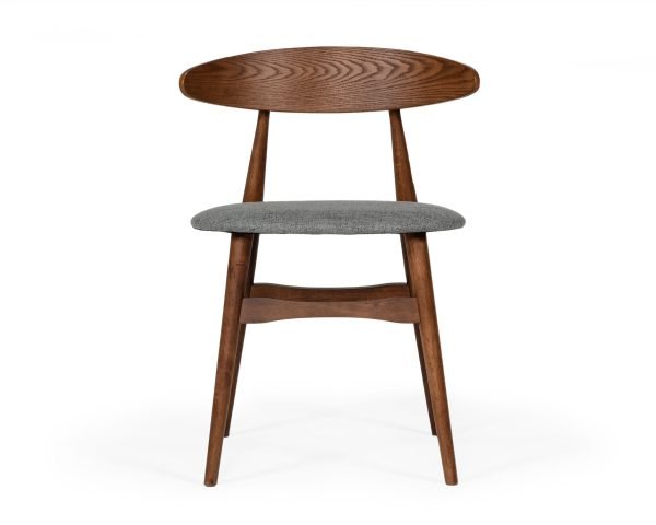 Modrest Prospect - Modern Grey Fabric & Walnut Dining Chair (Set of 2) - Image 2