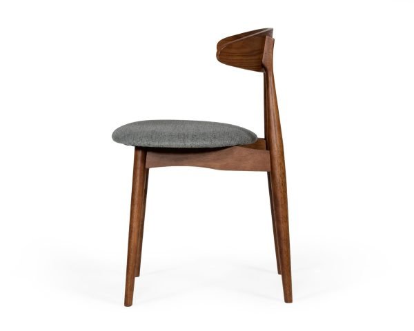Modrest Prospect - Modern Grey Fabric & Walnut Dining Chair (Set of 2) - Image 3
