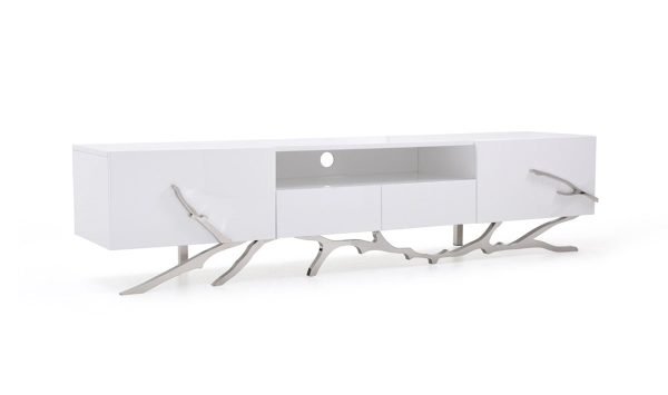 Modrest Legend - 87"-Wide Modern White TV Stand - Image 2