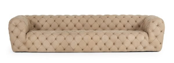 Coronelli Collezioni Ellington- Italian Beige Nubuck Leather 4-Seater Sofa - Image 5