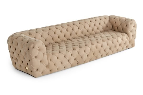 Coronelli Collezioni Ellington- Italian Beige Nubuck Leather 4-Seater Sofa - Image 3