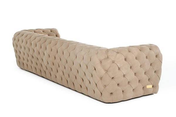 Coronelli Collezioni Ellington- Italian Beige Nubuck Leather 4-Seater Sofa - Image 4