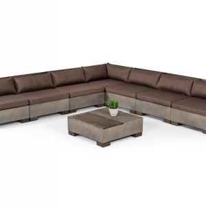 Modrest Delaware - Modern Concrete Modular Sectional Sofa Set with Square Coffee Table