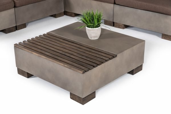 Modrest Delaware - Modern Concrete Modular Sectional Sofa Set with Square Coffee Table - Image 2
