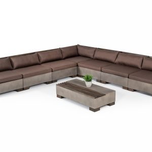 Modrest Delaware - Modern Concrete Modular Sectional Sofa Set with Rectangular Coffee Table