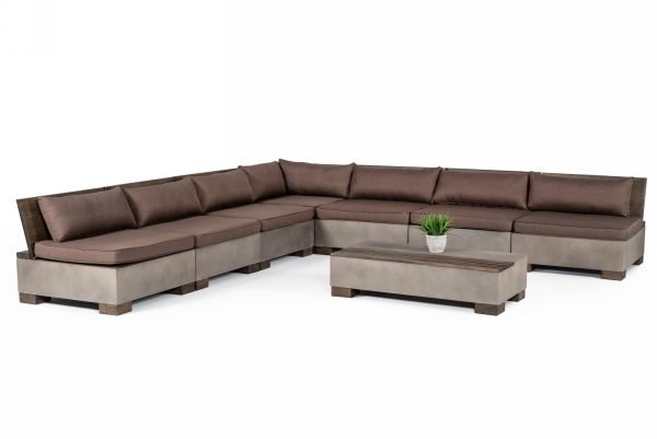 Modrest Delaware - Modern Concrete Modular Sectional Sofa Set with Rectangular Coffee Table - Image 2