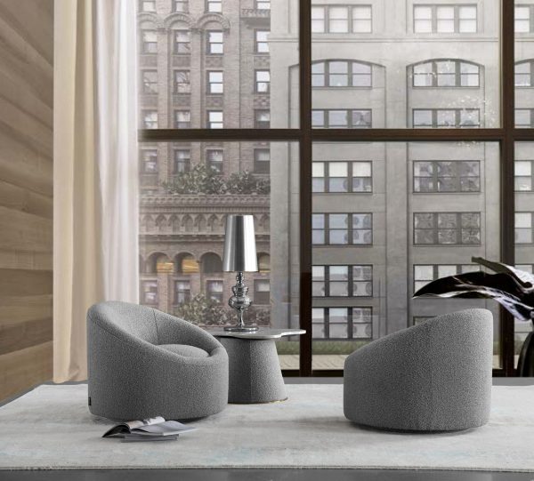 Modrest Frontier - Glam Grey Fabric Accent Chair - Image 4