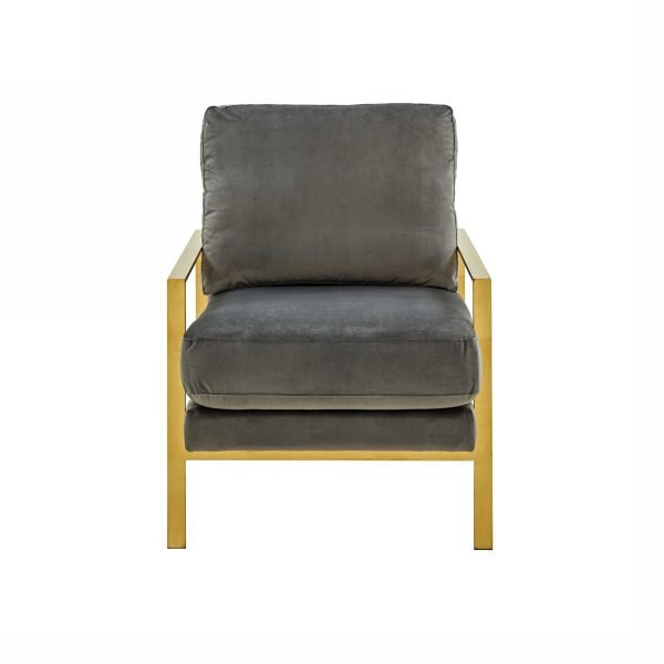 Divani Casa Bayside - Modern Grey Fabric Accent Chair - Image 2