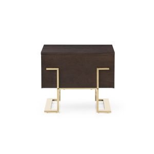 Modrest Moontide Modern Smoked Ash & Gold Nightstand