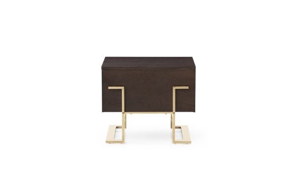 Modrest Moontide Modern Smoked Ash & Gold Nightstand