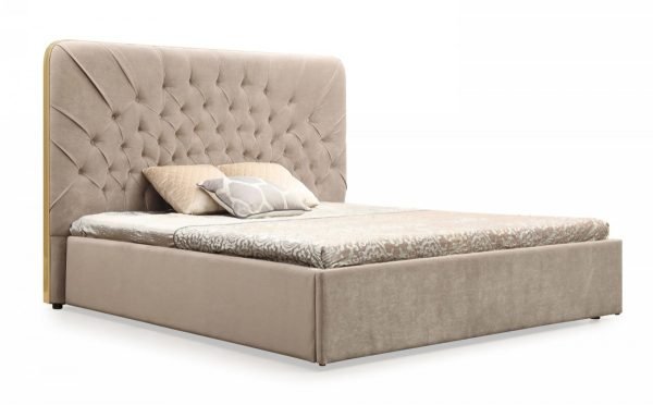 Modrest Moontide - Glam Beige Velvet and Brushed Brass Bedroom Set - Image 2