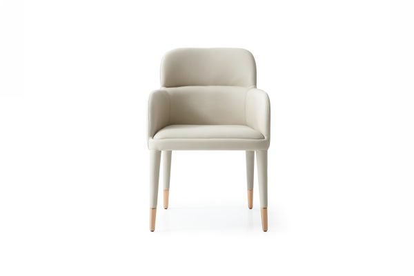Modrest Cortina - Modern Beige Eco-Leather Dining Arm Chair - Image 2