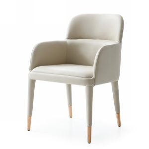 Modrest Cortina - Modern Beige Eco-Leather Dining Arm Chair