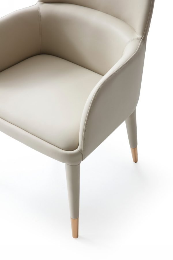 Modrest Cortina - Modern Beige Eco-Leather Dining Arm Chair - Image 5