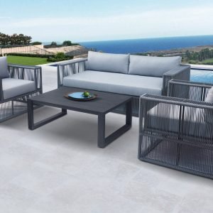 Renava Whimsy - Modern Outdoor Light Grey & Dark Grey Sofa Set
