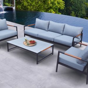 Renava Kiowa - Modern Outdoor Grey & Black Sofa Set