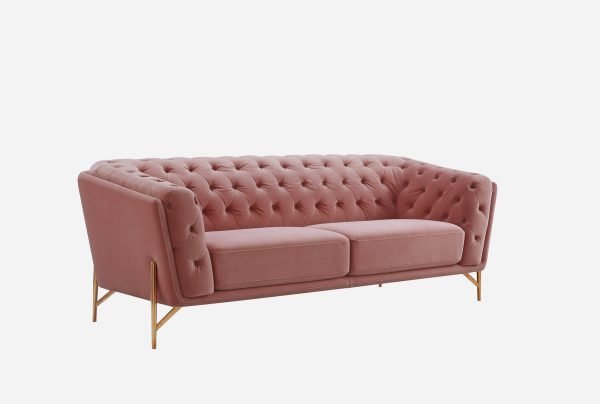 Divani Casa Aiken - Modern Salmon Velvet Sofa - Image 4