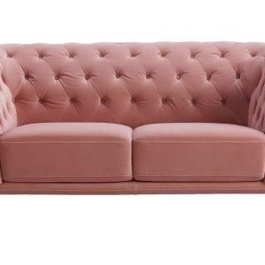 Divani Casa Aiken - Modern Salmon Velvet Loveseat