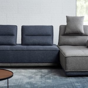 Divani Casa Glendale - Modern Blue + Grey Fabric Modular Sectional Sofa