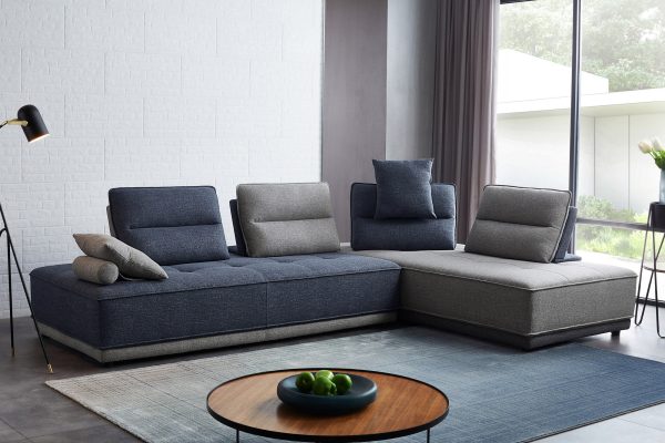 Divani Casa Glendale - Modern Blue + Grey Fabric Modular Sectional Sofa - Image 3