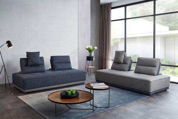 Divani Casa Glendale - Modern Blue + Grey Fabric Modular Sectional Sofa - Image 4
