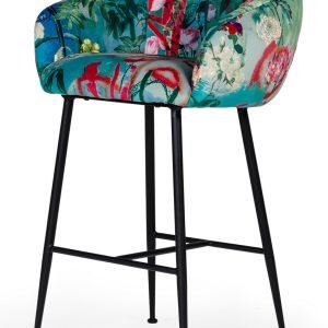 Modrest Roxann - Contemporary Floral Velvet Bar Stool