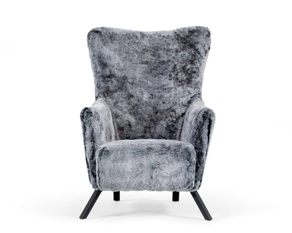 Modrest Findon - Glam Grey Faux Fur Accent Chair - Image 2
