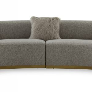 Divani Casa Frontier - Glam Grey Fabric Curved Sectional Sofa