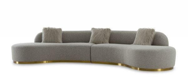 Divani Casa Frontier - Glam Grey Fabric Curved Sectional Sofa - Image 2