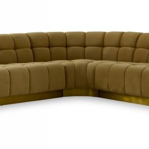 Divani Casa Granby - Glam Mustard + Gold Fabric Sectional Sofa