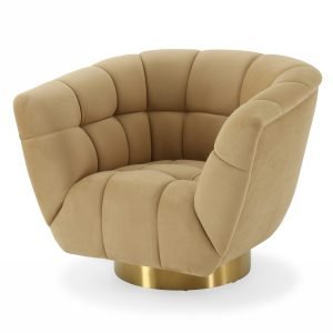 Divani Casa Granby - Glam Mustard and Gold Fabric Chair